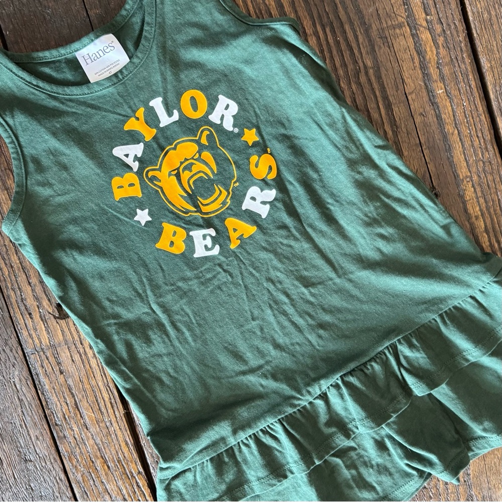 Baylor Bears Green Yellow Kids Tank Dress Girls Toddler Size 4T Waco University